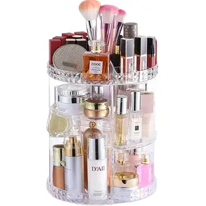 Rotating Makeup Organizer,Adjustable Spinning Skincare Organizer for Vanity,Countertop,Clear Rotating Perfume Organizer,Bathroom Lazy Susan Organizers,Spin Beauty Product Storage Rack,1Pack