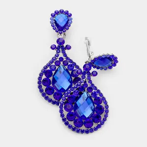 Royal Blue Chandelier Earrings | Clip On | 421549
