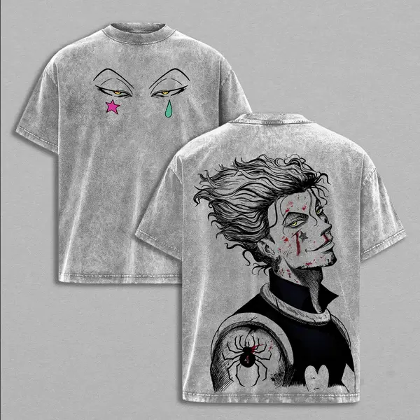 Hisoka Morow Hunter x Hunter Anime Double Printed Vintage Washed Tee