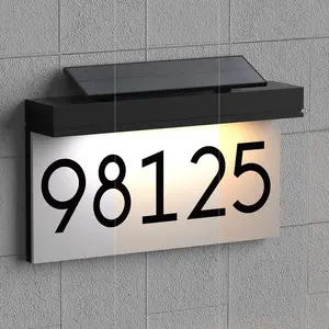 House Numbers Address Plaques For Houses Solar  Adjustable Solar Panel, 3 Lighting Colors Lighted House Numbers Address Sign, Address Sign For Outside