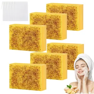 LMMAKE Natural Turmeric Kojic Acid Soap Bar - Triple Action Formula for Brightening Smoothing & Deep Cleansing Skin Reduces Dark Spots Improves Texture for Morning Night Facial Body Care