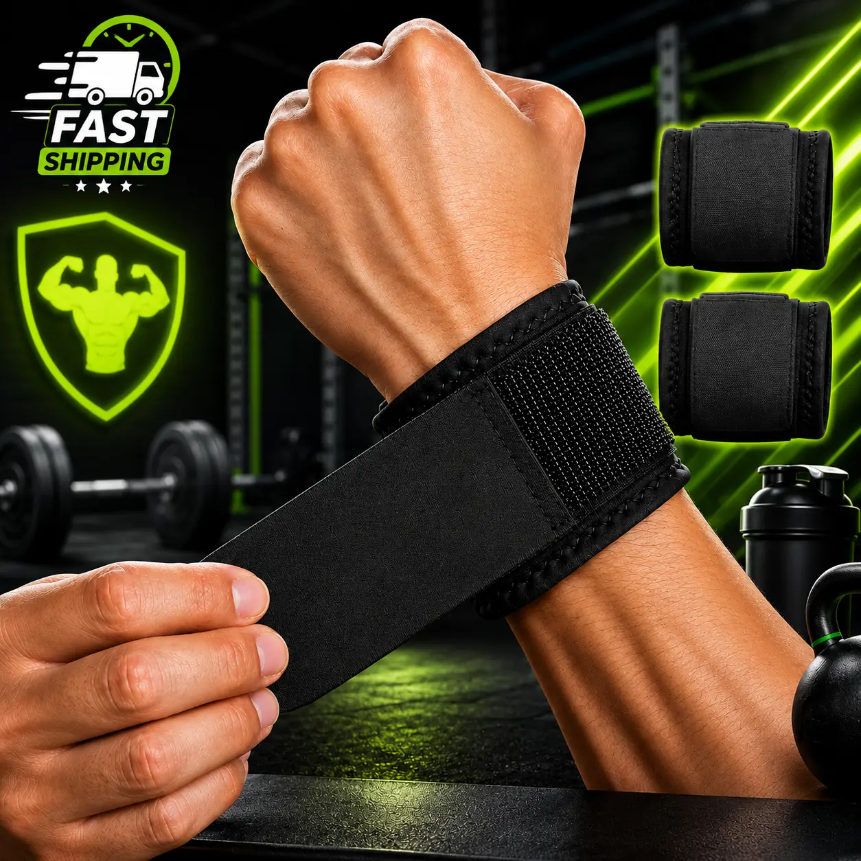 Unisex Adjustable Wrist Wraps (2-Pack) - Breathable, Lightweight Hook Loop Wrist Support for Gym, Strength Training & Daily Routines