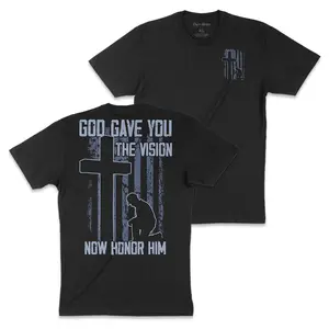 Christian Faith T-Shirt, God Gave You The Vision Cross Graphic Tee, Black Prayer Shirt, Inspirational Religious Gift for Men Women Believers