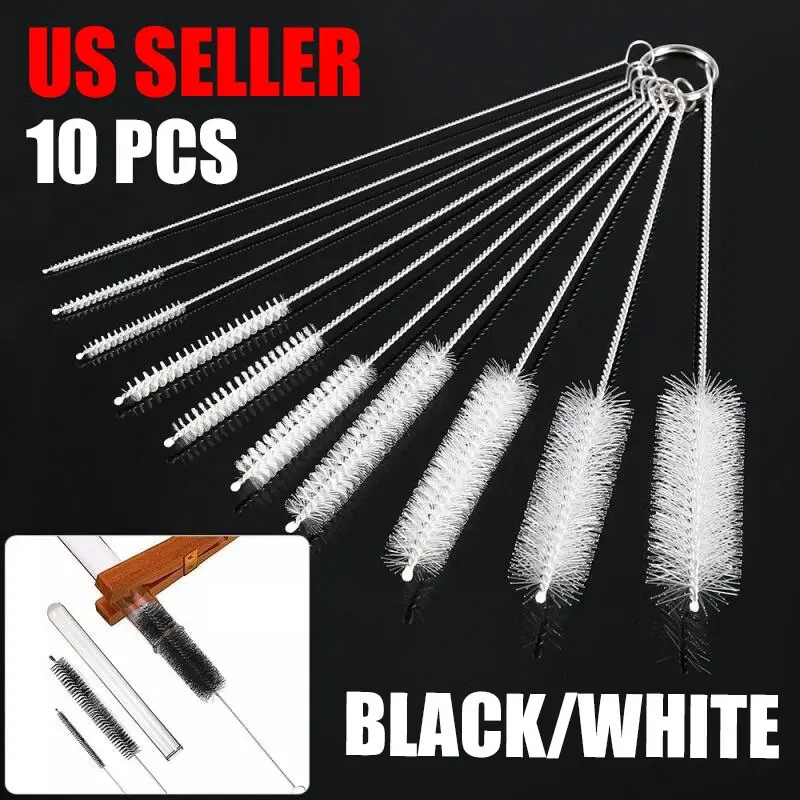 Cleaning Tool Set - 10 pcs Stainless Steel & Nylon Brushes for Bottles, Tubes, Pipes, and Outdoor Gear, Functional Tool, Long Reach, Cleaning Supplies, Household Cleaning Tool