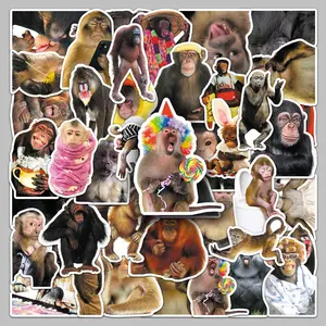 50pcs Crazy Animal Monkey Emoji Stickers, suitable for scrapbooks, diaries, laptops, water bottles, cars, etc. A gift with a positive message and based on faith.
