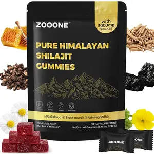 ZOOONE 60 Gummies Pure Himalayan Shilajit Gummies Gold I Lab Tested I No Added Sugar I Ashwagandha, Gokshura| Fulvic Acid & 85+ Trace Minerals I for Men, Women I Non-GMO I 100% Natural & Organic