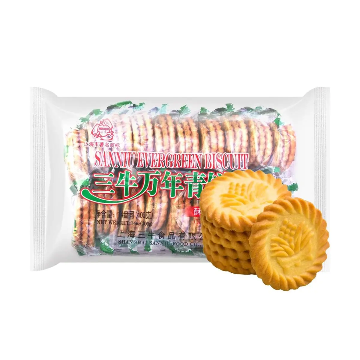 SANNIU Shanghai Evergreen Biscuits 3 Pack - 1200g Value Bundle, Classic Chinese Snack