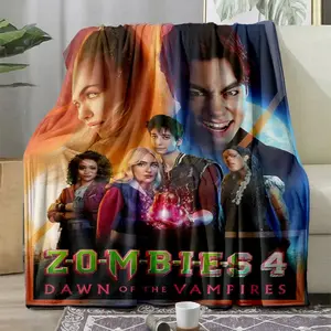 Descendants of the Zombies 4 themed printed flannel blanket - ultra-soft and comfortable, machine washable, suitable for sofa beds, cars, and offices. ideal decorative gift