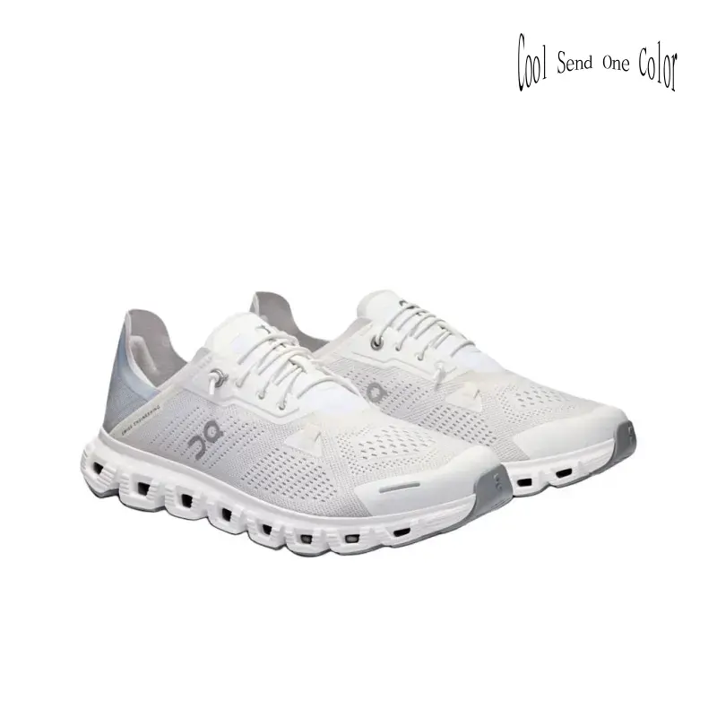 White & Silver Breathable Mesh Running Shoes, Lightweight Cushioned Athletic Sneakers, Non-Slip Shock Absorbing Trainers for Men Women
