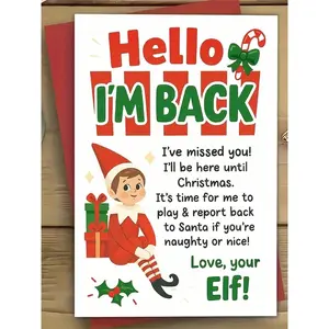 Christmas Greeting Card, Holiday Paper Art Card, Right Shoulder Design, Naughty/cute List Theme, Customizable Name Space, Perfect for Birthdays, Weddings, Thank You Cards