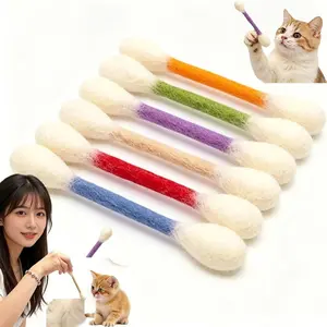 Colorful 6-Piece Cotton Swab Cat Toy Set, Soft Interactive Kitten Wand Giant Q-Head Cat Toys, Durable Chewable, Anxiety Relief, Ideal Gift for Cat Lovers