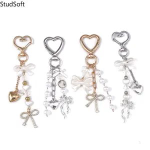 2026 New Heart Keychain with Pearl Bow - Cute Fashion Bag Charm Key Ring, Women's Sports & Outdoor Accessory Bag Charms
