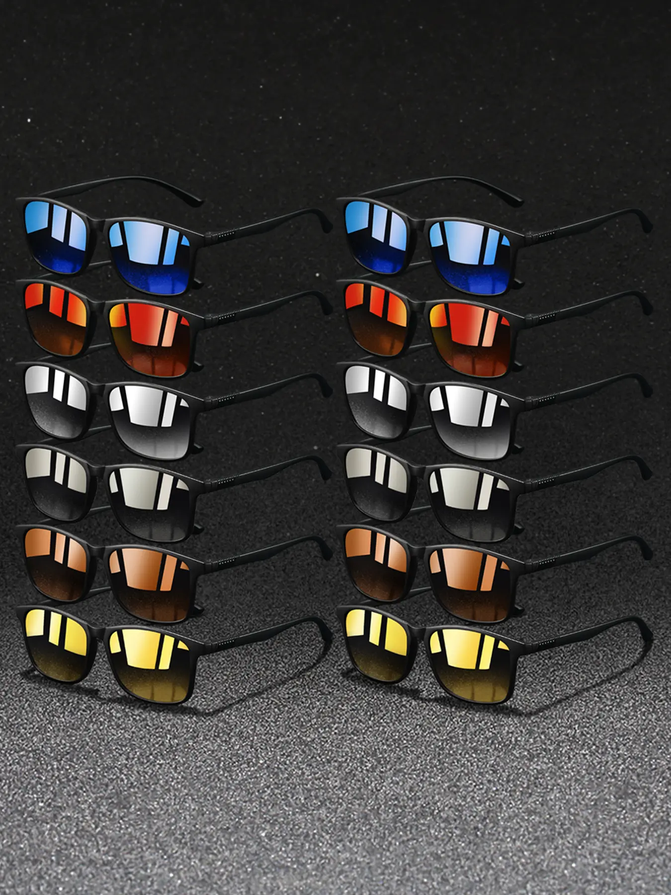 12pcs retro square striped glasses,suitable for both men and women,offering multiple color options to meet diferent needs.solid color frame paired collocation rubber nose pad,fashionable and comfortable,summer beach vacation fashion accessories