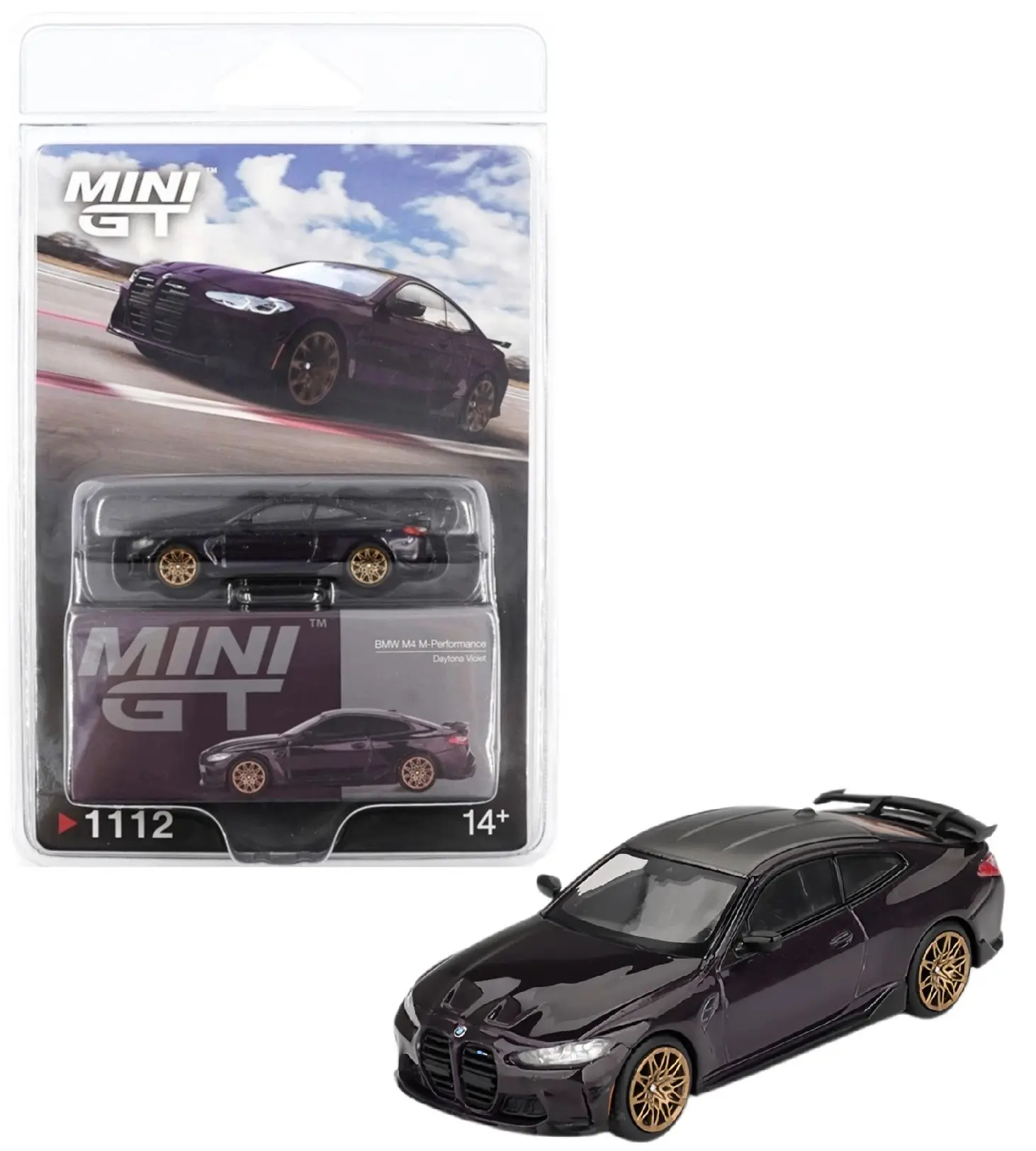 Mini GT 1:64 BMW M4 M-Performance (G82) Daytona Violet Diecast Model Car MGT01112, New, 1:64 Scale