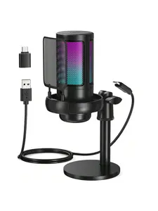socodox XLR/USB Dynamic Microphone Kit, Podcast Microphone with Noise Cancellation, Independent Volume Control Gaming Microphone with Boom Arm Lights