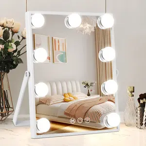 Vanity Mirror with Lights for Mother's Day, Hollywood Vanity Makeup Mirror with Lights, Lighted Make Up Mirrors with 9 Dimmable Bulbs, 360 Degree Rotation Mirror, Smart Touch Control
