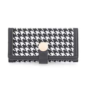 Las Vegas Houndstooth Pattern Faux Leather Wallet with  Accent