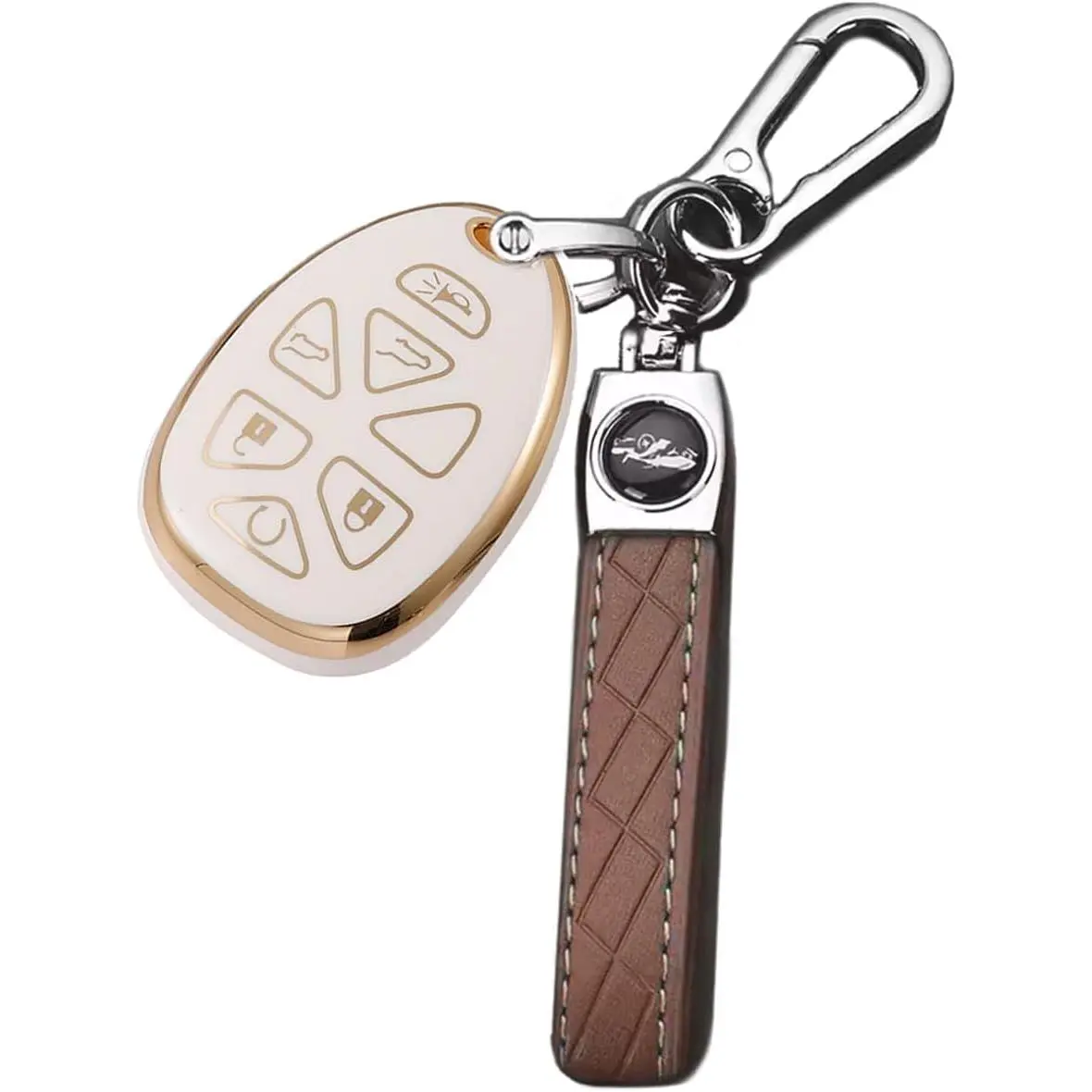 Key Fob for Tahoe Suburban Yukon: 6 Buttons Key Fob Cover Fit for 2007 to 2014 Chevy Tahoe Surburban GMC Yukon Yukon XL Yukon Denali Remote Case Cover Replacement |   White Key Fob Shell with Keychain