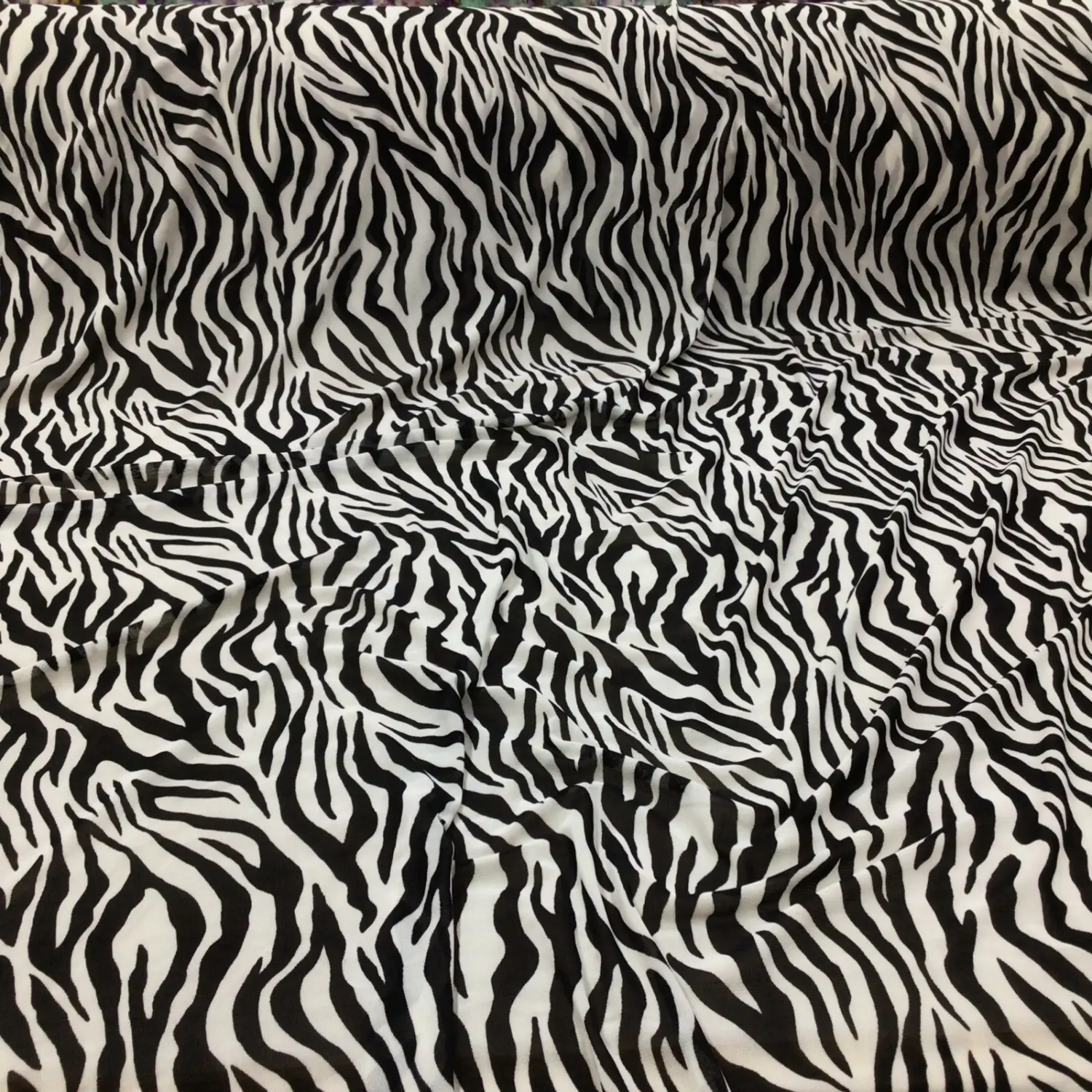 PowerNet Stretch Mesh Nylon Spandex Sheer Printed Black White Zebra Z504