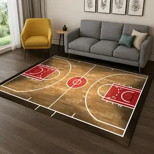 Basketball Court Flannel Area Rug - Realistic Sports Court Print Soft Mat for Living Room, Non-Slip Basketball Lover Home Decor#BasketballCourtRug #SportsCourtMat #BasketballLoverDecor #GameRoomCarpet #NonSlipFlannelRug