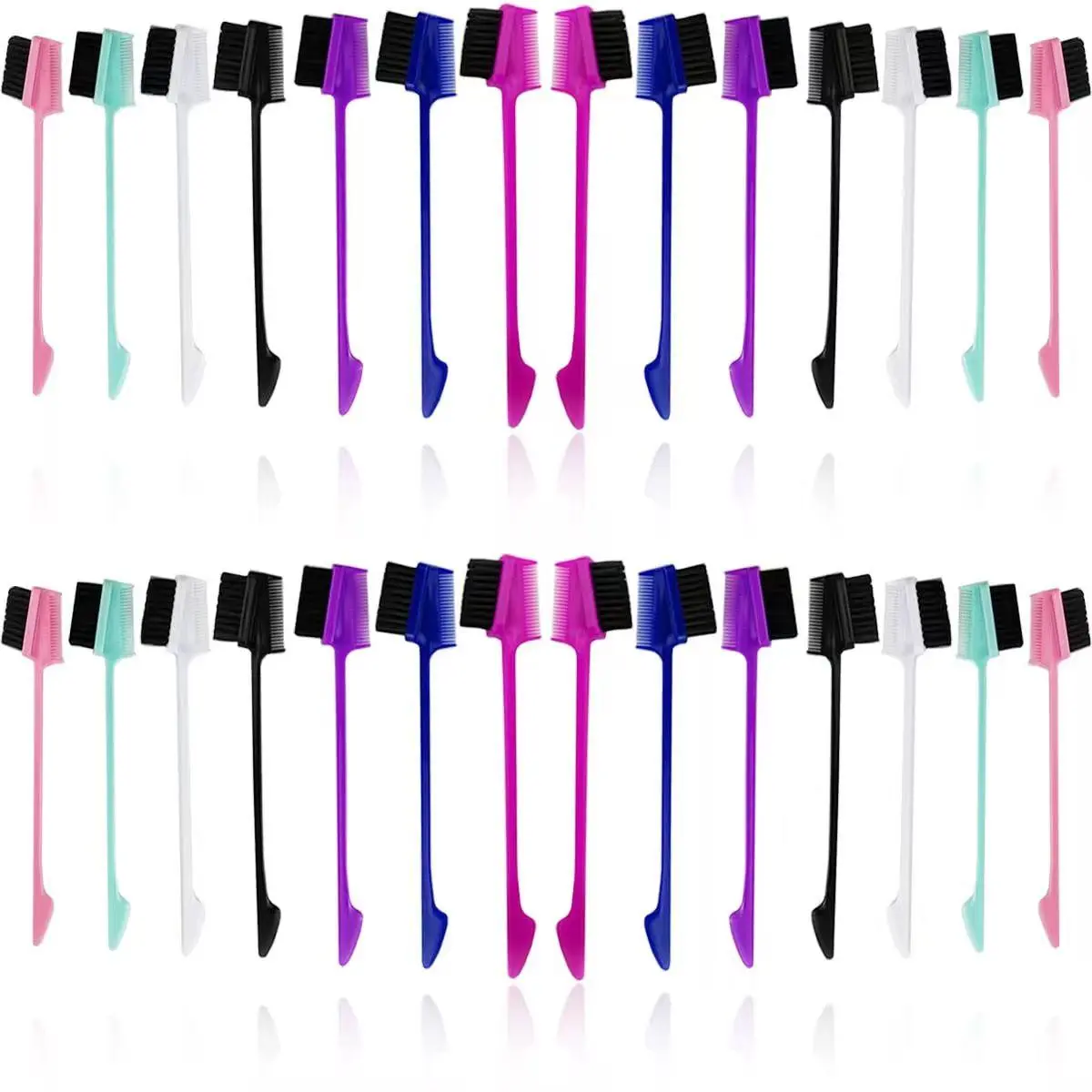Women's 3-in-1 Hair Edge Brush - Double Sided Brushes for Edge Control, Smooth Styling, Hair Grooming Tool (Random Color Distribution, Includes Free Gift)