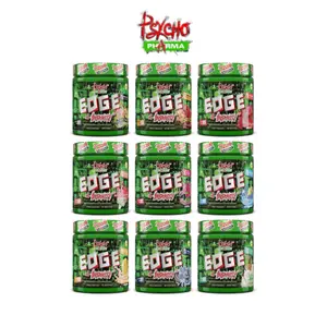 PSYCHO PHARMA EDGE OF INSANITY #1 Strongest Pre Workout Monstrous Pumps Razor Focus Elevated Mood Explosive Strength No Crash Or Tolerance 50/25 Servings