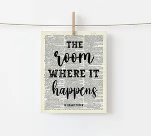 Hamilton Inspirational Quote Poster, Broadway themed wall art decor, dictionary print style, classroom wall decoration, UNFRAMED artwork print.