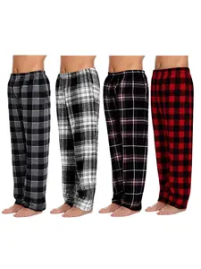Men's Plaid Casual Lounge Pants, Elastic Waist, Regular Fit Home Wear, Drawstring Design, Pockets, All Seasons, Fitted Style, Plaid Print Pajama Loungewear