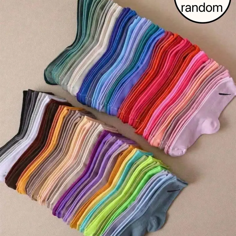 Unisex Random Soild Color Ankle Socks, Casual Comfortable Breathable Comfy Socks for Daily Wear, Multipack Low Cut Knit Socks for Men and Women