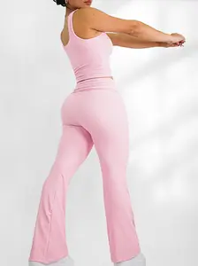 Lace Pilates Flare Leggings (Bubblegum Pink)