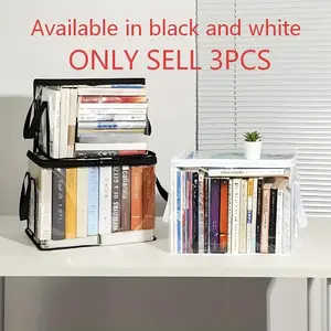 3 Piece Large Storage Bags, PVC Transparent, Durable Handles, Zipper Design, Foldable, Space-Saving, Book & Clothes Organizer, Stackable, Space Saver Bags