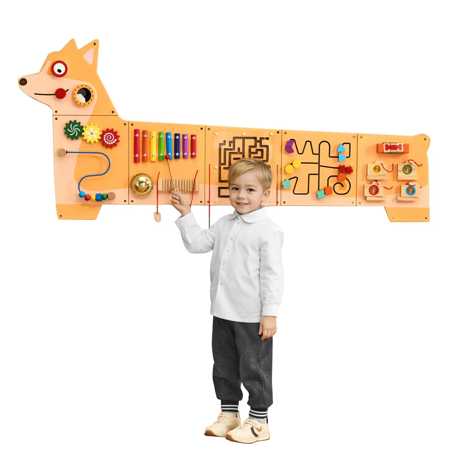 VEVOR Puppy Activity Wall Busy Board Panels,  12 Activities, Montessori Sensory Wall Toy for Kids 3-12 Years, Montessori Learning Activity Center, Ideal for Toddler Playroom Nursery Classroom