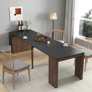 Modern Multifunctional Extendable Dining Table with Outlet, Space Saving Expanding Table with Storage for Party, Weddings, Meetings, Celebrations，The package will be shipped in two separate parcels