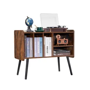 VEVOR Record Player Stand, TikTokShopBlackFriday, Turntable Stand Holds Up to 220 Albums, Vintage Vinyl Record Cabinet with Removable Shelves, Record Player Table with Adjustable Height for Living Room, Bedroom, Brown