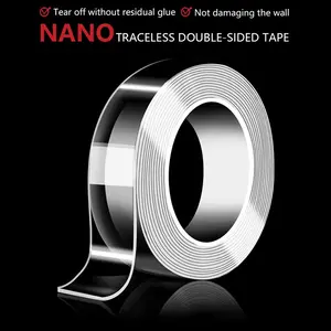 Nano Double Sided Transparent Mounting Tape, Heavy-Duty Reusable Waterproof Adhesive Gel Tape, No-Drill Renter-Friendly for Kitchen, Home Organization – 1 Roll