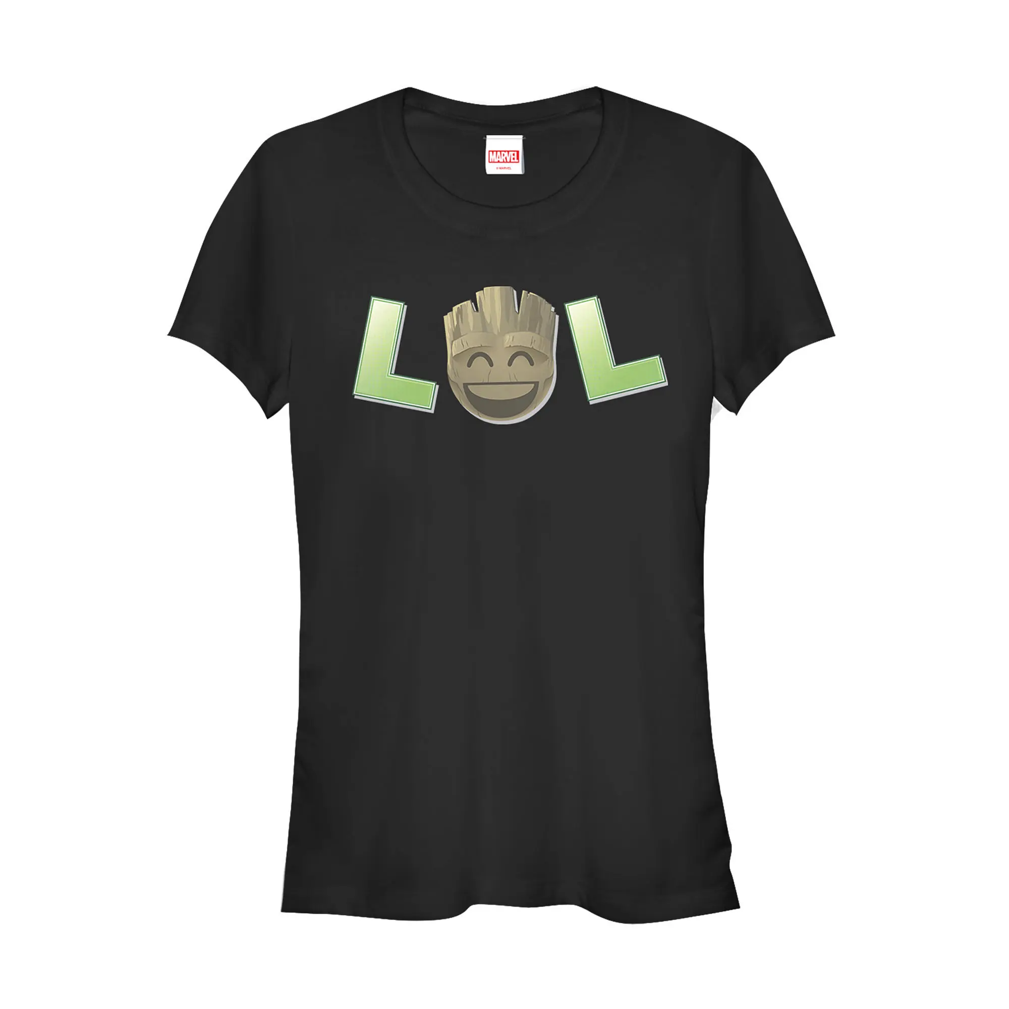 Juniors Womens Marvel Guardians of the Galaxy Groot LOL Emoticon T-Shirt