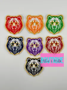Mascot Bear patch, mascot patches, bear patch, bear patches, bear mascot, team patches, sports patch, football patches, cheer patches
