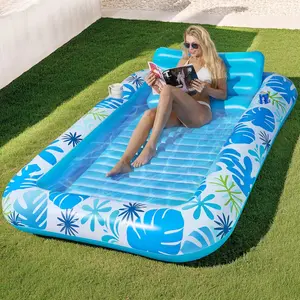 Inflatable Backyard Tanning Pool Lounger Float with Built-in Drainage, 72"*48" 6-in-1 Pool Floats Adult Inflatable Tanning Bed/Sun tan Tub/Outside Blow Up Chair Sofa Cloud Pools oversized pool float