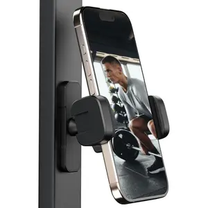 Phone Holder for Gym, Alloy Base with 360? Ball , Universal Phone Clamp Mount Suitable for  17/16/15/14/13/12 Series & Android Phones, Attach to Metal Surfaces-5582