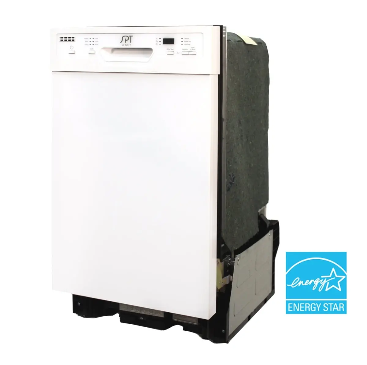 Sunpentown SD-9254WA 18in Energy Star Built-In Dishwasher with Heated Drying, Timer, Alarm, White, 44.5in Dish Drying Racks, 17.6"w x 22.6"d x 32.4"h