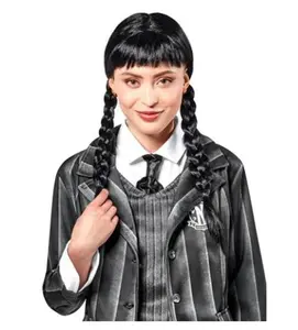 Wednesday Wig Braids - Black - Addams Family - Costume Accessory - Adult Teen