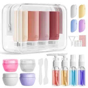 21 Pack Travel Bottles for Toiletries, Leak-Proof TSA Compliant Silicone Travel Size Containers for Shampoo and Conditioner, BPA Free with Toiletry Bag (Cream)