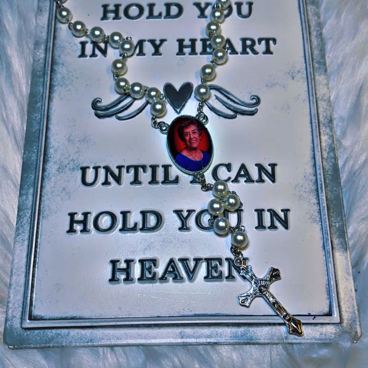 Memorial Custom Rosary with Prayer Beads and Symbolic Design