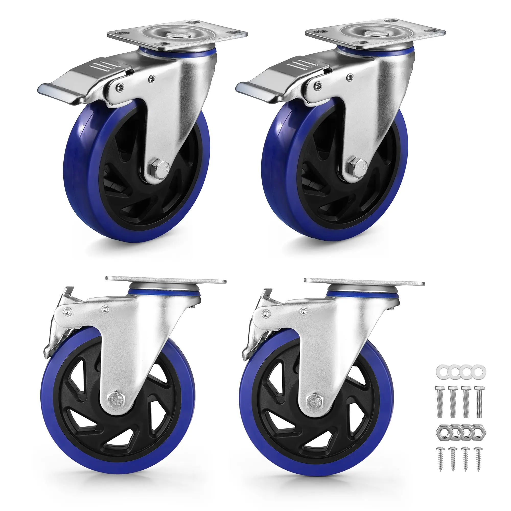 #summersale WORKPRO 3 Inch Caster Wheels, 1760LBS Heavy Duty Casters Set of 4, Swivel Casters with Brake, Locking Industrial Casters for Workbench, Furniture, Cart