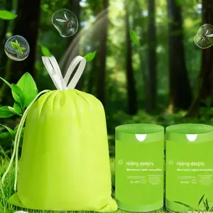 Natural Mugwort-Scented Disposable Garbage Bags - Drawstring Closure, Tear-Resistant for Home Garages & Office Reception Areas