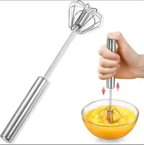 Stainless Steel Egg Beater, 1 Count Multifunctional Handheld Egg Whisk, Hand Push Semi-automatic Egg Beater, Kitchen Baking Utensils Kitchenware baking supplies parchment paper