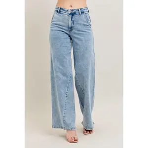 Judy Blue Full Size High Waist Wide Leg Jeans with Skewed Inseam Plus Size