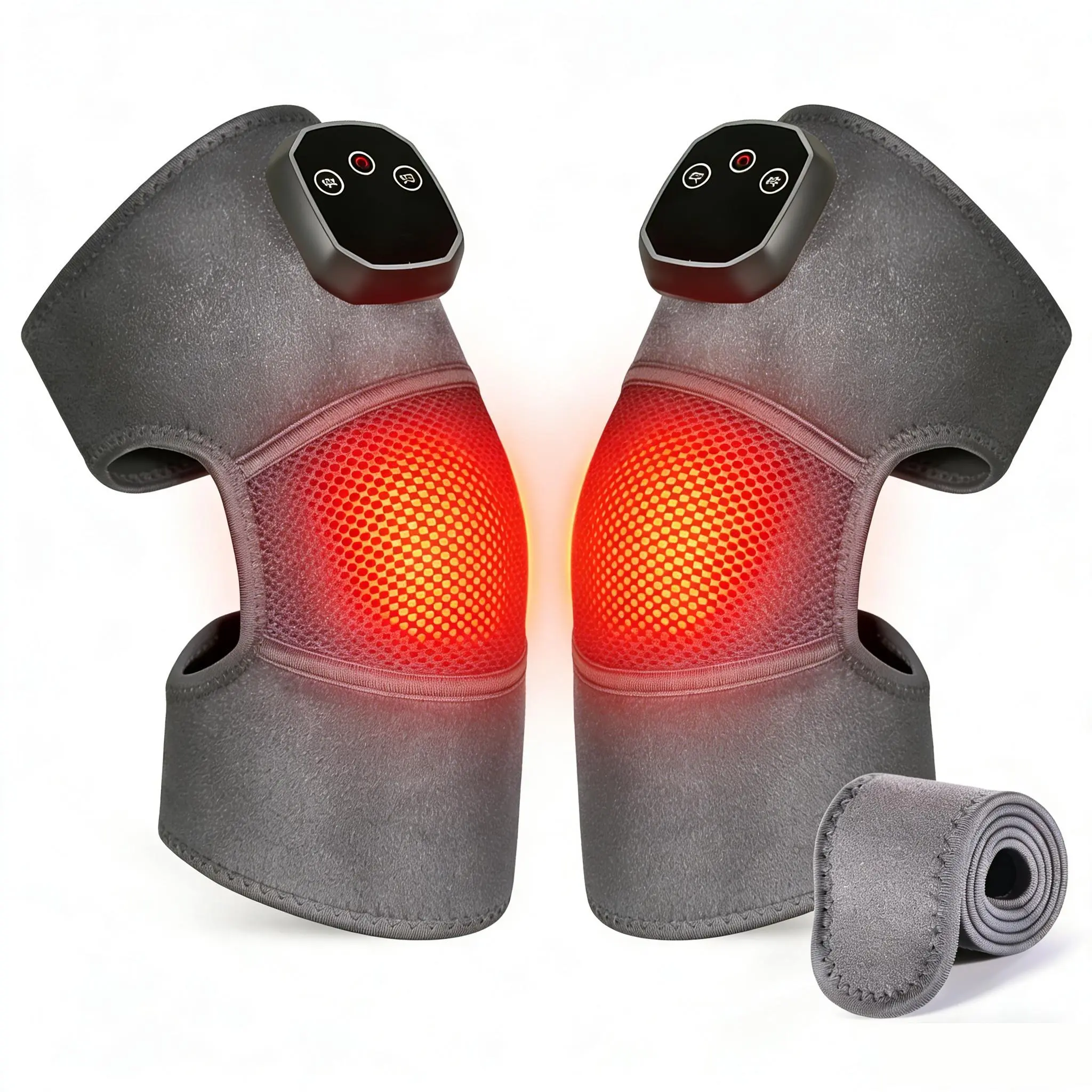 2025 Upgraded Cordless Knee Massager with Heat Vibration for Pain Relief Electric Heated Knee Brace 5 Heat Levels 3 Massage Modes Gifts for Men Women Grey tiktokshopspringglowup
