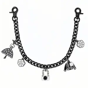 Fashion Bag Chain Charm Purse Chain for Handbag - Decorative Purse Extender Chain & Replacement Handle - Metal Wallet Chain Jean Chain Pants Chain for Women (Black)