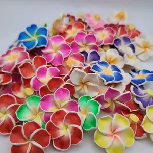 Plumeria soft clay beads,10 mixed colors